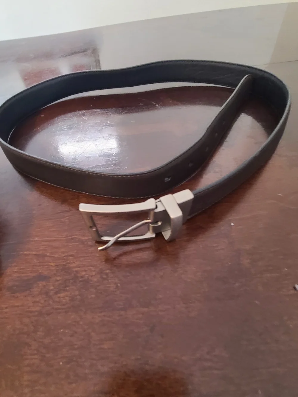 Scappino Men's Black Leather Belt with Silver Buckle Size 38